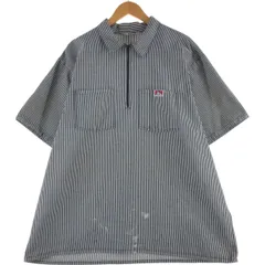 古着 80年代 ベンデイビス BEN DAVIS ストライプ柄 ハーフジップ 半袖 ワークシャツ ボックスシャツ USA製 メンズXXL相当/eaa555756
