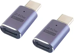 【USB-C オス-メス アダプタ】240W急速充電｜40Gbps高速データ転送｜8K@60Hz映像出力｜USB4 & Thunderbolt 3対応【2個セット】