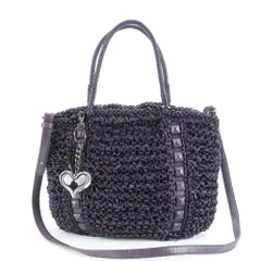 新品同様 アンテプリマ ワイヤーバッグ 編み込み ハート チャーム レザー 2WAY 斜め掛け ショルダー トート レディース EUE CW39-9【中古】