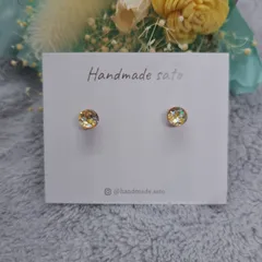 【3331】小粒レジンピアス(サージカルステンレスポスト)　ゴールドシルバーミックスホロ