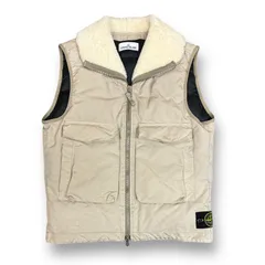 ストーンアイランド　ダウンベスト　襟ムートン切替　ベージュ　L　19AW ストーンアイランドダウンベスト襟ムートン切替ベージュL19AW