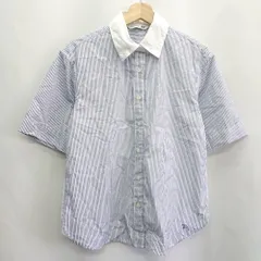 ◇ ⊂ JW Anderson JW アンダーソン UNIQLO ユニクロ ストライプ柄　コットン使用 七分袖 ポロシャツ サイズM ブルー系 レディース E  【1410100000579】