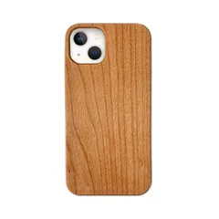 [Pretimo] iPhone 14 ケース 天然木 木製 ウッド 桜の木 ワイヤレス充電対応 iPhone 13 対応 1