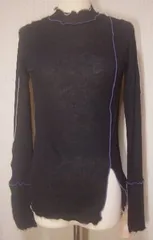 【秋冬クリアランス！！】【通勤　カジュアル　送料無料！】レディス　前後2WAY　着用可能　2配色　メロウパイピング　長袖　モックネック＜フリーサイズ：ブラック＞5231062【ハイネック】【タートルネック】【長袖　Tシャツ】