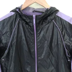 (^w^)b UNIQLO ユニクロ 060414 ジップアップパーカ ウィンドブレーカー ジャンパー 長袖 撥水 スポーツ ジム トレーニング ランニング ウォーキング フィットネス アウトドア レジャー デイリー タウンユース パープル×ブラック サイズM