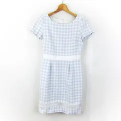 プロポーションボディ ドレッシング ワンピース トップス 半袖 チェック柄 レディース 2サイズ 水色×白 PROPORTION BODY DRESSING 【中古】