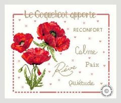 ★NEW★🟦⬜🟥フランス クロスステッチ チャート図案 👑 ANNICK ABRIAL 🔶Le Coquelicot🔶◆ポピー◆ 輸入クロスステッチ 手芸 刺繍 花 季節