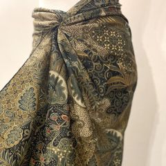 【ブラック×ゴールド】バティック プリント ロング ラップスカート ブラック バリ島 民族衣装