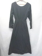 ◇ ⊂ Ungrid アングリッド バックギャザー 長袖 ロング ワンピース サイズM ブラック系 レディース E  【1507100012432】