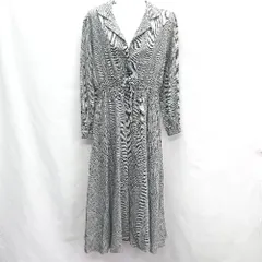 ◇ rps アールピーエス チェック柄 起毛素材 秋 冬 長袖 ロング丈 ワンピース サイズM グレー系 レディース E  【1406050082628】