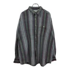 L.L.Bean エルエルビーン ストライプ 長袖シャツ アウトドア ヘリンボーン グレー(メンズ XL)中古 古着 U8619