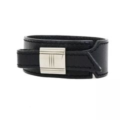 HERMES エルメス ブレスレット アルテミス ▢D ブラック シルバー レザー 67KA431