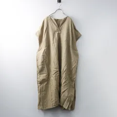 2021AW ネストローブ nest Robe リネン起毛フレンチワンピース F/ベージュ タック スキッパー ドレス ロング 前後着【2400014488074】