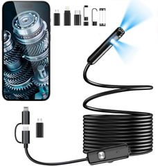 新品 マイクロスコープ フルHD USB カメラ (iPhone/android/iPad)硬性ケーブル5M スコープ スマホ 8+1LED付き IP68防水工業用内視鏡カメラ デュアルレンズ 【2025最新型&300万画素】7.8mm極細ファイバースコープ
