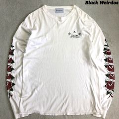 Black Weirdos ロングスリーブTシャツ 長袖カットソー ロンT 袖プリント ROSE ローズ 薔薇 メコン・ファッティーズ・ランチボックス ホワイト 白 ブラックウィドー ブラックウィドゥ