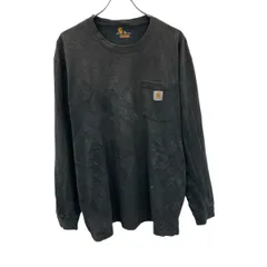 carhartt 長袖 ロゴTシャツ XL チャコール プルオーバー ポケット付き ストリート カーハート 古着卸 アメリカ仕入 a705-5523