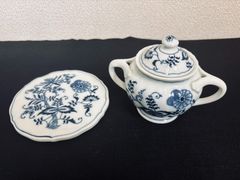 中古品　Blue Danube　鍋敷き　シュガーポット2点セット