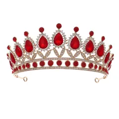 【特価商品】誕生日 花嫁 ウェディング 結婚式 プレゼント（赤） 髪飾り ラインストーン ラインストーン ヘアアクセサリー 王冠 ブライダル ティアラ ティアラ Frcolor
