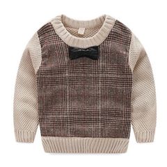 セーター　蝶ネクタイ付き　チェック　男の子