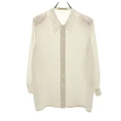 アクアスキュータム 日本製 長袖 レース 切替 シャツ 9 ホワイト Aquascutum レディース 古着 【240325】