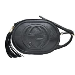 【名東】【GUCCI】グッチ インターロッキングG ソーホー タッセルショルダーバッグ ブラック 黒色 レザー 747779 レディース メンズ【新品】【未使用】【中古】