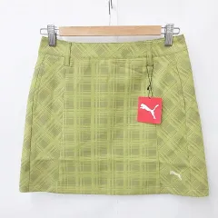 プーマ PUMA スカート ゴルフ ロゴ インナーパンツ チェック柄 イエロー 黄 カラシ M