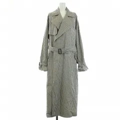 オーラリー AURALEE FINX WEATHER CLOTH CHECK BIG TRENCH COAT スプリングコート 春アウター 1 M グレー 茶 ブラウン /TKのサムネイル