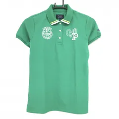 ★値下げ★【超美品】パーリーゲイツ 半袖ポロシャツ グリーン×白 ロゴ刺しゅう 日本製 レディース 0(S) ゴルフウェア PEARLY GATES