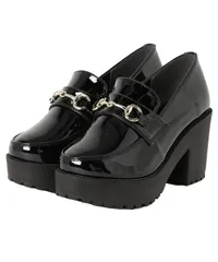 XXL_黒エナメル ビットローファーレディース ローファー厚底 可愛い 地雷 量産 厚底ローファー レディース 学生女子 21694 (黒エナメル, xx_l)