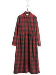 【お得なクーポン配布中!】 90s エディーバウアー チェック フランネル ロング シャツ ワンピース レディース M / オールド ネルシャツ アウトドア コットン ロング丈