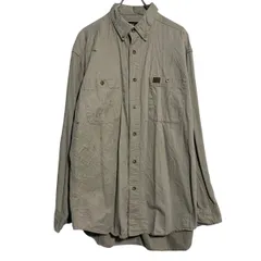 Wrangler 長袖 無地シャツ XL ベージュ ラングラー ボタンダウン ビッグサイズ 胸ポケット ワークウェア 古着卸 アメリカ仕入 a701-7464