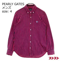PEARLY GATES パーリーゲイツ 長袖シャツ ボタンダウン ストライプ柄 ピンク系 4 [240101138754]#