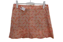 【美品】New Balance golf(ニューバランスゴルフ) スカート オレンジ白ロゴ文字柄 レディース 2 012-2134504 ゴルフ用品 2412-0874 中古