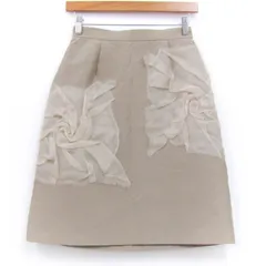 ランバン タイトスカート フラワーモチーフ ボトムス レディース 38サイズ ベージュ LANVIN
