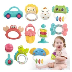 Qizebaby 赤ちゃんのおもちゃ がらがらのおもちゃ 12PCSの歯のおもちゃ 新生児用プレイセット 知育 おしゃぶり＆ラトル ベビー 6ヶ月 3ヶ月 0歳 1歳 2歳 赤ちゃん 新生児 幼児 男の子 女の子 出産お祝い 誕生日 クリスマス プレゼント 1