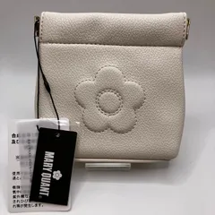4641　良品　MARY QUANT　マリークヮント　ポーチ　小物入れ　コスメケース　デイジー　花柄　バネクチポーチ　 レザー　アイボリー系　タグ付き　レディース