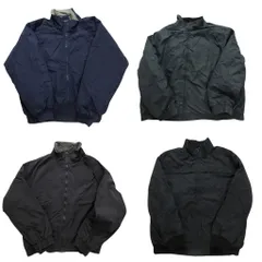 古着卸 まとめ売り 無地 裏地フリース ジャケット 4枚セット (メンズ XL /2XL ) スタンドカラー ブルゾン ナイロン 中古 古着 NC0089
