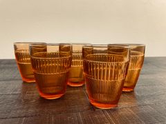 昭和レトロ アンバーグラス コップ 5個