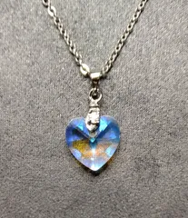 スワロフスキー風　ガラスチャームネックレス 　ハートシェイプ　クリアAB