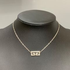 GIUENCHY ジバンシー Gマーク ストーンネックレス チョーカー シルバー