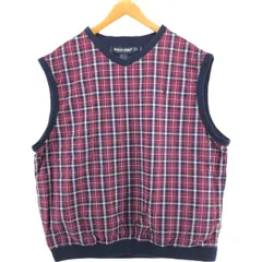 古着 90年代 ラルフローレン Ralph Lauren POLO GOLF ポロゴルフ チェック柄 Vネック コットンベスト メンズXL相当/eaa554285