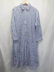 ◇ ⊂ Simplicite シンプリシテェ ストライプ 長袖 ロング丈 シャツ ワンピース 表記なし ブルー系 レディース E  【1507230004642】