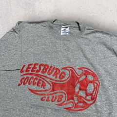 US古着 JERZEES ジャージーズ Leesburg Soccer Club サッカー フットボール Tシャツ L グレー