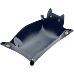 FJmark レザートレイ 猫 小物入れ 収納トレー 鍵 時計 指輪 アクセサリー (ブラック)