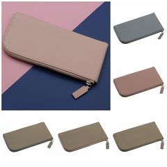 L字 ファスナー薄マチ長財布 本革 内側PU ウォレット 薄い 革財布