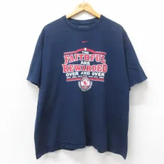 XL/古着 ナイキ NIKE 半袖 ビンテージ Tシャツ メンズ 00s MLB ボストンレッドソックス 大きいサイズ コットン クルーネック 紺 ネイビー 