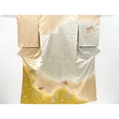 【Sランク未使用品】正絹訪問着 金彩 枝垂れ花に松・橘模様 刺繍入り 仕立て上がり 広衿 仕付け付きのサムネイル