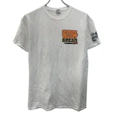 GILDAN 半袖 プリントTシャツ M ホワイト ギルダン プルオーバー バックプリント レーシング スポーティー 古着卸 アメリカ仕入 a706-6108