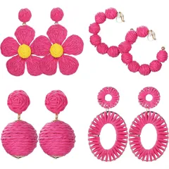 【在庫セール】Jstyle イヤリング レディース 人気 手作り イヤリング セット クリップ イヤリング ビッグ ダングル カラフル ステートメント フープ イヤリング 編まれた イヤリング ドロップ イヤリング 女性