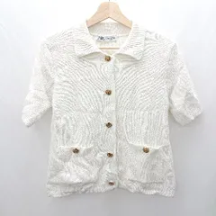 ◇ ⊇ ZARA ザラ 半袖 ニットカットソー サイズS オフホワイト系 レディース E  【1503050043885】